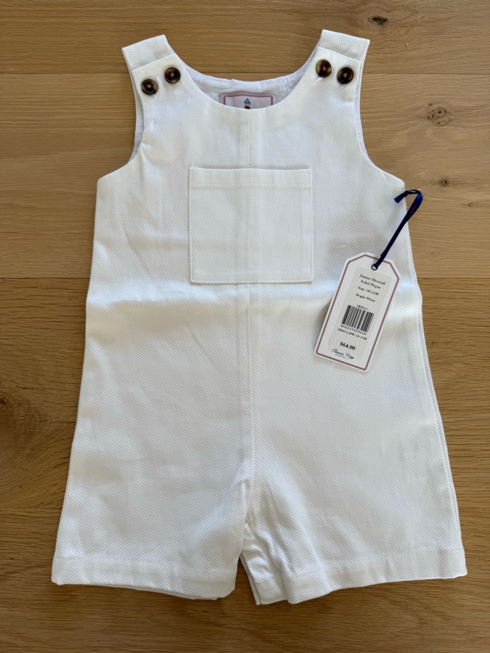 Classic Prep White Toddler Short Playsuit with Front Pocket